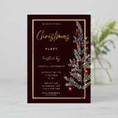 金伝統的箔クリスマスツリークリスマスパーティー 箔招待状 (立ち正面)