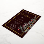 金伝統的箔クリスマスツリークリスマスパーティー 箔招待状 (回転した状態)