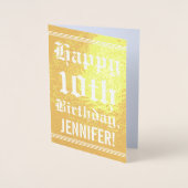 金伝統的箔10誕生日(名前をカスタムする付き) 箔カード (正面)