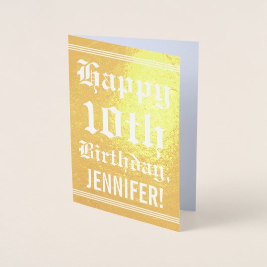 金伝統的箔10誕生日(名前をカスタムする付き) 箔カード (正面)