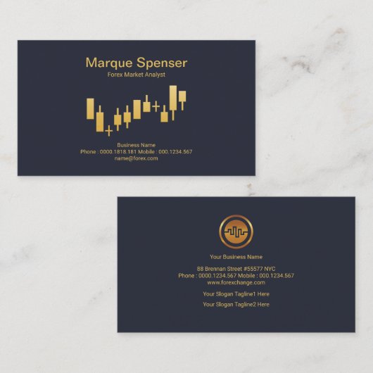 金保有高交換上向きグラフ投資 名刺 (正面/裏面)