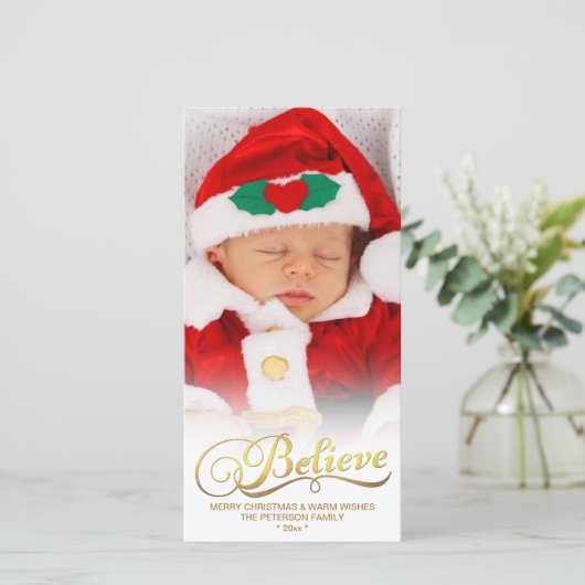 金信じフェイク箔クリスマスフォトカード シーズンカード (スタンド正面)