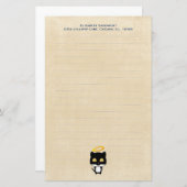 金光背かわいい天使の黒猫パーソナライズされた 便箋 (正面/裏面)