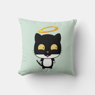 金光背可愛い天使の黒猫 クッション
