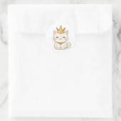 金冠のかわいい猫のデザイン ラウンドシール (バッグ)