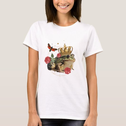 金冠のヒキガエル女王 - 面白い両生類 Tシャツ (正面)