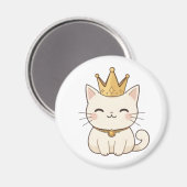 金冠のロイヤルキャット かわいいデザイン マグネット (正面/裏面)