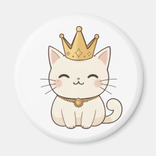 金冠のロイヤルキャット かわいいデザイン マグネット (正面)