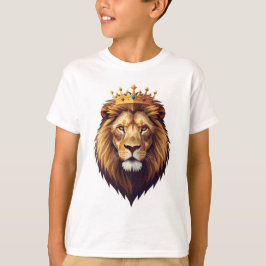 金冠をかぶったライオン キッズTシャツ Tシャツ