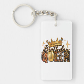金冠ヒョウ柄のバースデークイーン キーホルダー