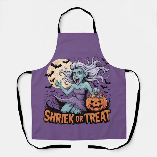 金切り声または治療 | バンシーおもしろいハロウィーン エプロン (正面)