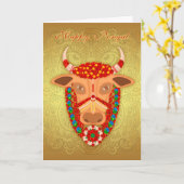 金効果の背景との幸せなPongal、 カード (黄色い花)