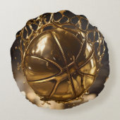 「金勝ち：ネットボールがキラキラするネットに捕まる」 ラウンドクッション (裏面)