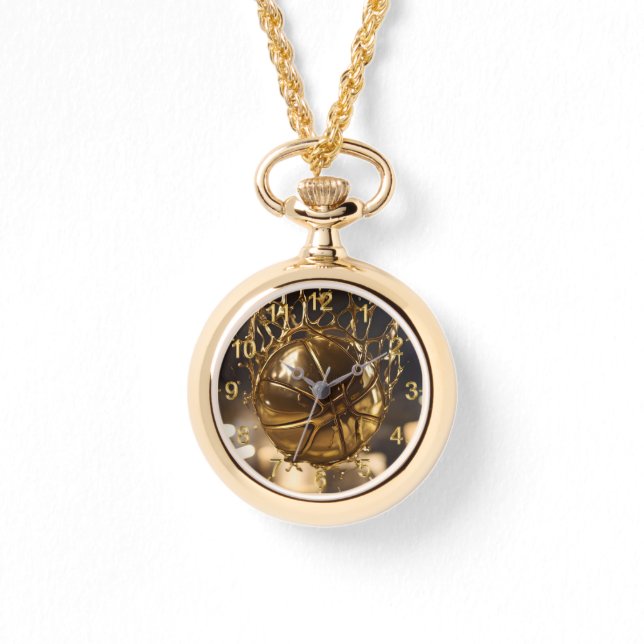 「金勝ち：ネットボールがキラキラするネットに捕まる」 腕時計 (正面)