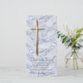 金十字の大理石は1悔やみや弔慰感謝していしています サンキューカード (スタンド正面)