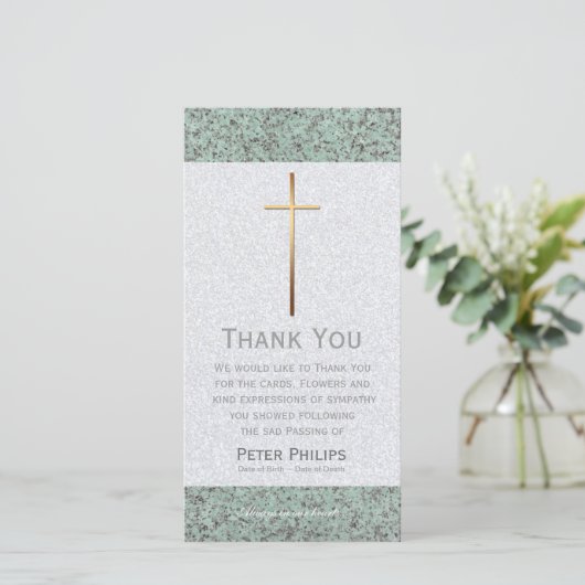 金十字の石2の葬式は写真カード感謝していしています サンキューカード (スタンド正面)