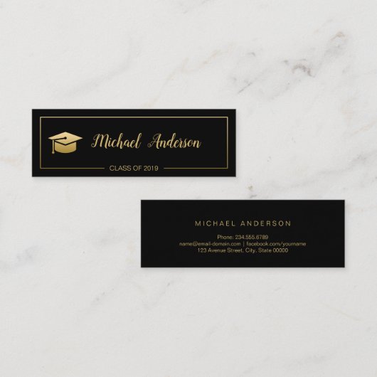 金卒業2019の名刺 スキニー名刺 (正面/裏面)