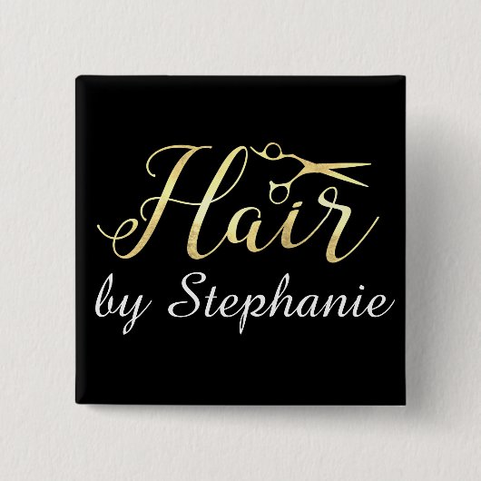 金原稿は美容師のヘアーサロンを切ります 缶バッジ (正面)
