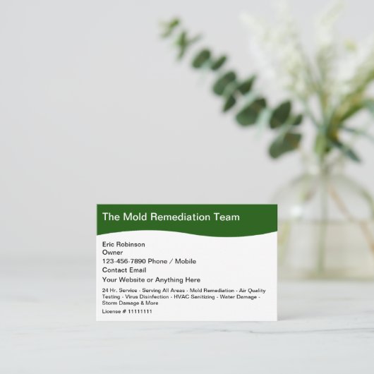 金型および嵐による損傷の修復サービス 名刺 (スタンド正面)