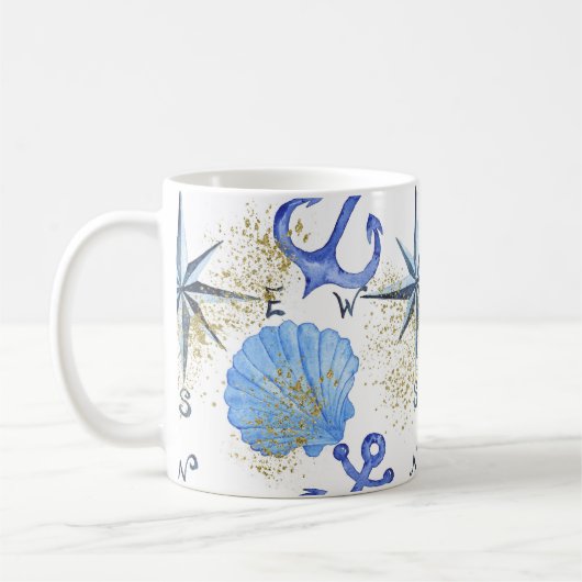 金塵との航海のな水彩画のデザイン コーヒーマグカップ (左)