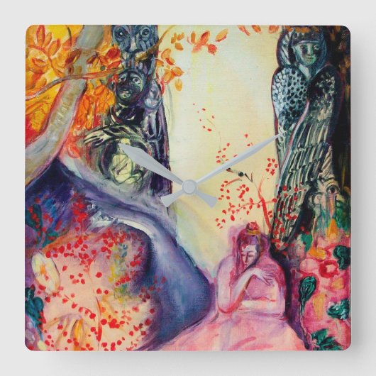 金夢/ヨガの黙想の禅の庭 スクエア壁時計 (正面)