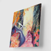 金夢/ヨガの黙想の禅の庭 スクエア壁時計 (傾斜)