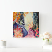 金夢/ヨガの黙想の禅の庭 スクエア壁時計 (ホーム)