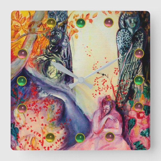 金夢/ヨガの黙想の禅の庭 スクエア壁時計 (正面)