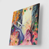 金夢/ヨガの黙想の禅の庭 スクエア壁時計 (傾斜)