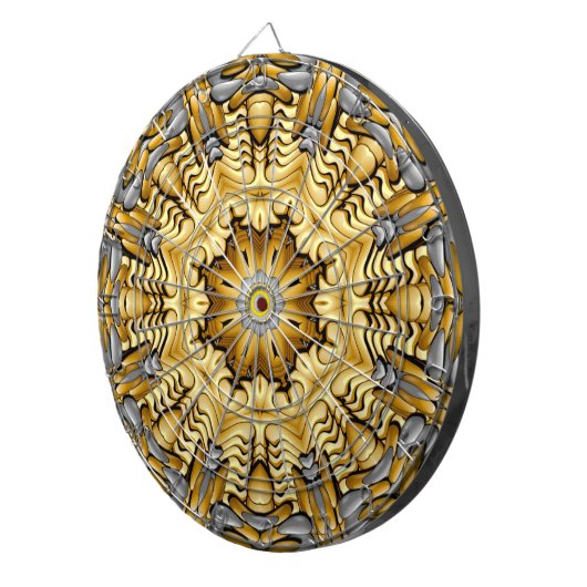 金大切属金ゴールド銀ヴィンテージ万華鏡のように千変万化するパターン ダーツボード (正面右)