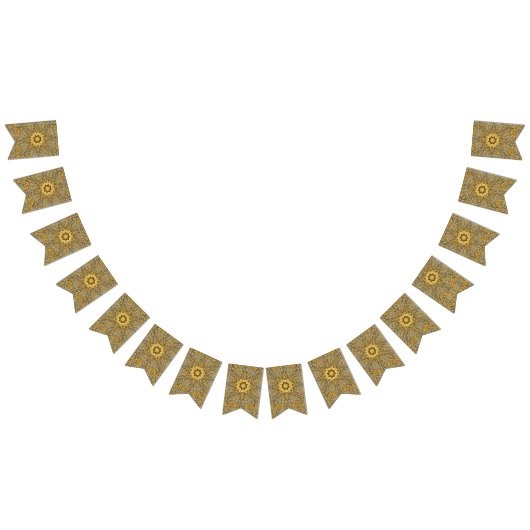 金大切属金ゴールド銀ヴィンテージ万華鏡のように千変万化するパターン バンティングフラッグ (全)