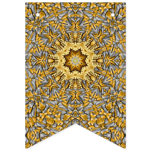 金大切属金ゴールド銀ヴィンテージ万華鏡のように千変万化するパターン バンティングフラッグ (第2の旗)