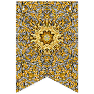 金大切属金ゴールド銀ヴィンテージ万華鏡のように千変万化するパターン バンティングフラッグ