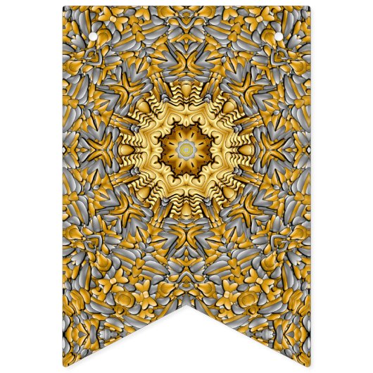 金大切属金ゴールド銀ヴィンテージ万華鏡のように千変万化するパターン バンティングフラッグ (第1の旗)