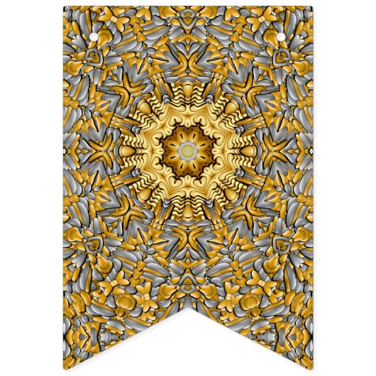 金大切属金ゴールド銀ヴィンテージ万華鏡のように千変万化するパターン バンティングフラッグ (第3の旗)