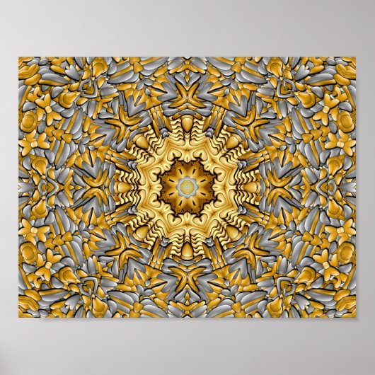 金大切属金ゴールド銀ヴィンテージ万華鏡のように千変万化するパターン ポスター (正面)