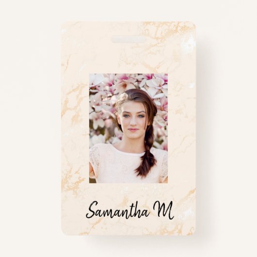 金大理石の写真名ミニマリストのバッジ バッジ (正面)