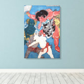 金太郎と動物,国芳金太郎動物・国芳・浮世絵 キャンバスプリント (インサイチュ (ウッドフロア))