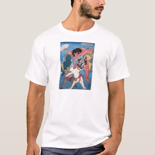 金太郎と動物,国芳金太郎動物・国芳・浮世絵 Tシャツ (正面)