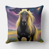 金威厳のあるのマネが流れる黒馬 クッション (裏面)