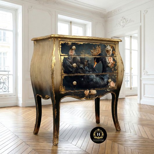 金威厳のあるの冠を持つブラックスワン 薄葉紙