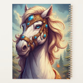 金威厳のあるの宝石で飾られた白い馬 プランナー手帳 (裏面)