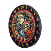 金威厳のあるの月を持つ赤いラクーン ダーツボード (正面右)