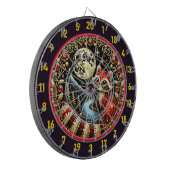 金威厳のあるの月を持つ赤いラクーン ダーツボード (正面左)