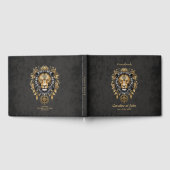 金威厳のあるの獅子の頭に黒い牡丹。 ゲストブック (全面)