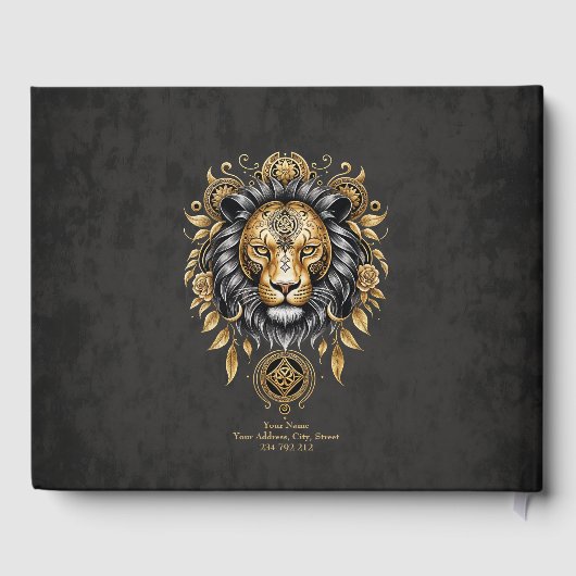 金威厳のあるの獅子の頭に黒い牡丹。 ゲストブック (裏面)