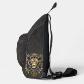 金威厳のあるの獅子の頭に黒い牡丹。 スリングバッグ (右)