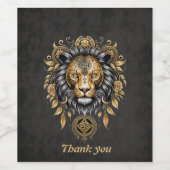 金威厳のあるの獅子の頭に黒い牡丹。 ワインラベル (シングルラベル)