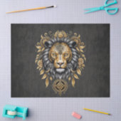 金威厳のあるの獅子の頭に黒い牡丹。 薄葉紙 (クラフト)