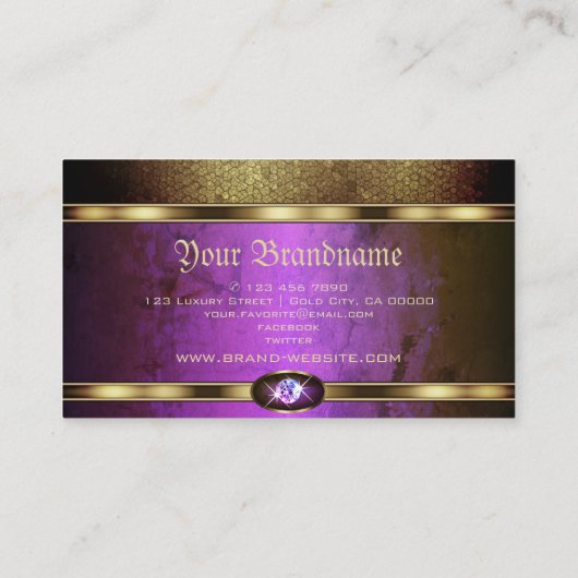 金威厳のあるの蛇のパターンとラフェイクイネストーン 名刺 (裏面)